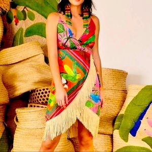 FARM RIO Fringe Wrap Dress
